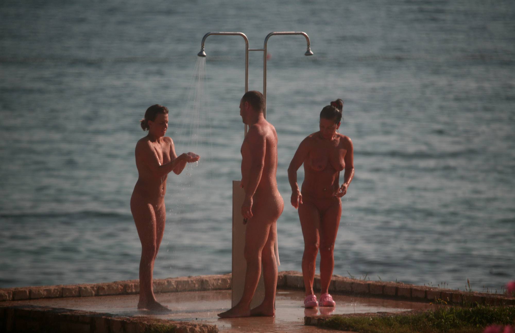 Nudist Photos Naturist Shower at Dusk - 2