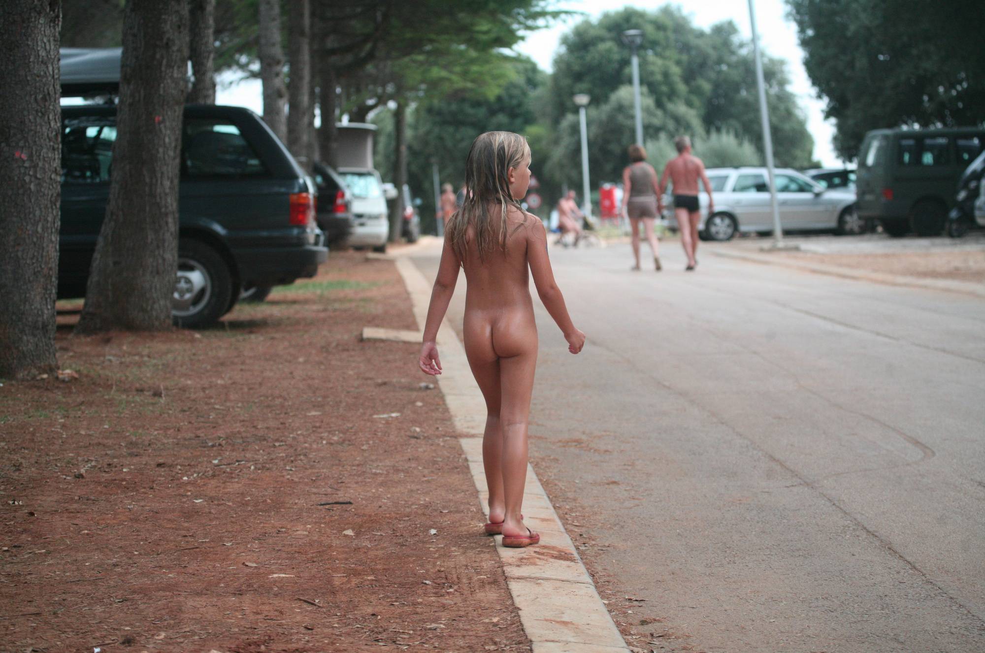 Nudist Pics Naturist Child on Sidewalk - 1